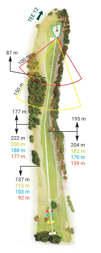 Jamka 11 – Royal Golf Club Mariánské Lázně: Výzva a taktika. Mapa jamky 11 Royal Golf Club Mariánské Lázně – nejužší a nejtěžší jamka na hřišti s technickým greenem.